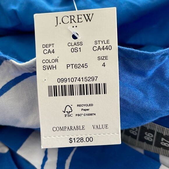 J Crew Factory NWT One Shoulder Midi Dress Size 4 in Santorini White - Picture 6 of 6